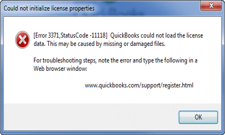 QuickBooks Error 3371 Code 11118