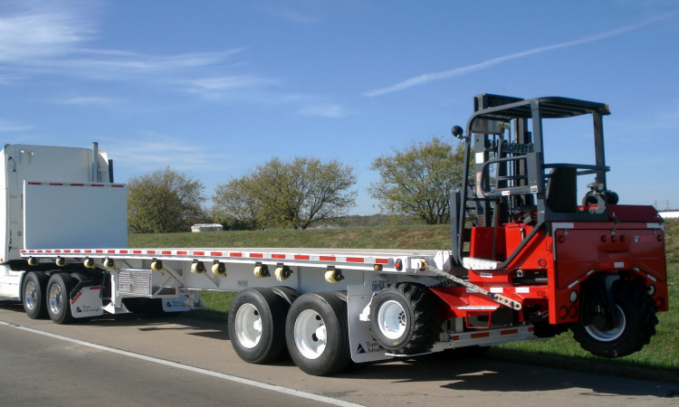 Establishing Flatbed Truck With Forklift Operators Protection